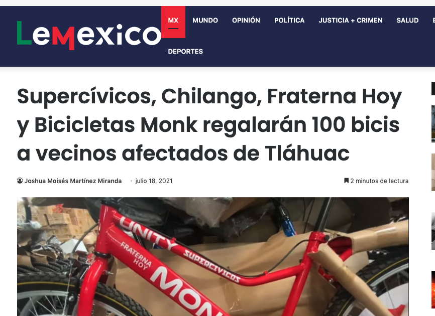 LeMexico.mx comparte 100 bicis para Tlahuac